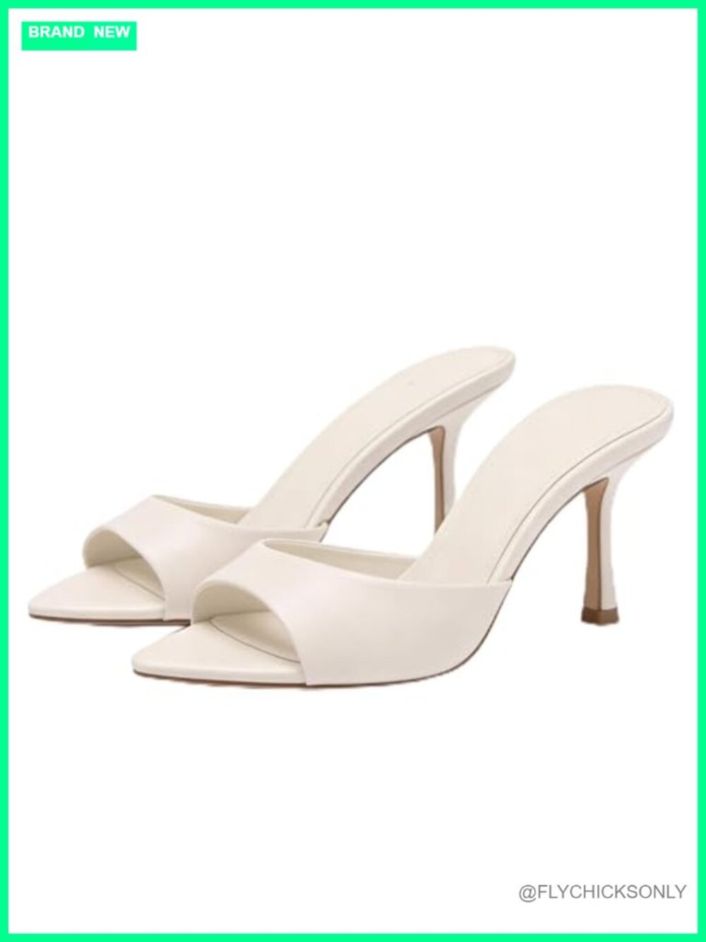 Patent Faux Leather Open Pointed Toe High Heel Mules Slip On Pumps